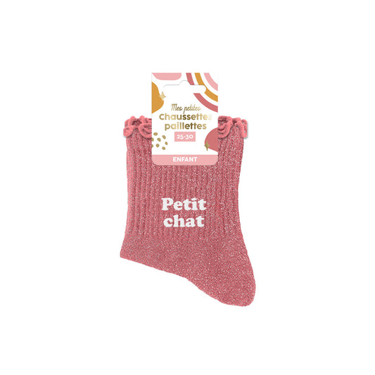 Chaussettes à paillettes enfants: Petit chat