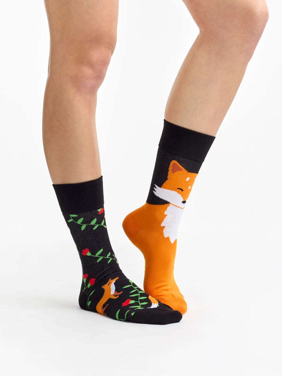 Chaussettes à motifs: Renard et fleurs