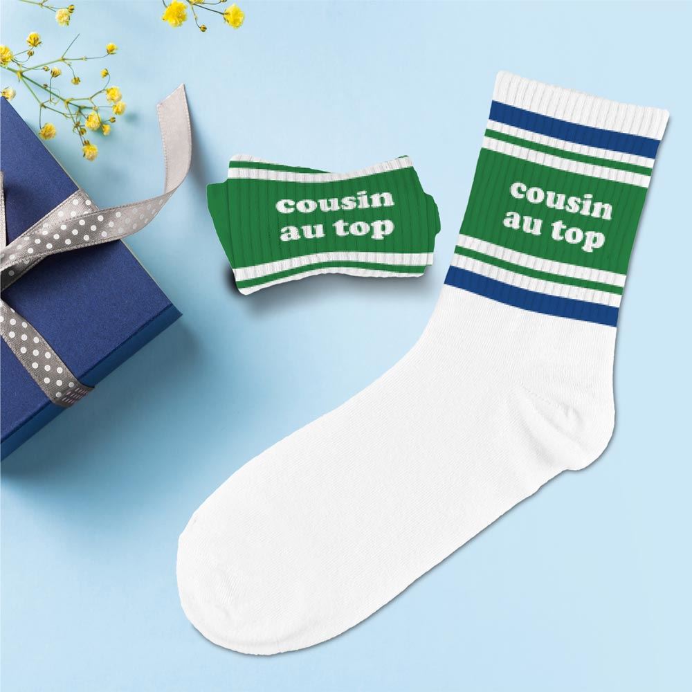 Chaussettes humoristiques: Cousin au top