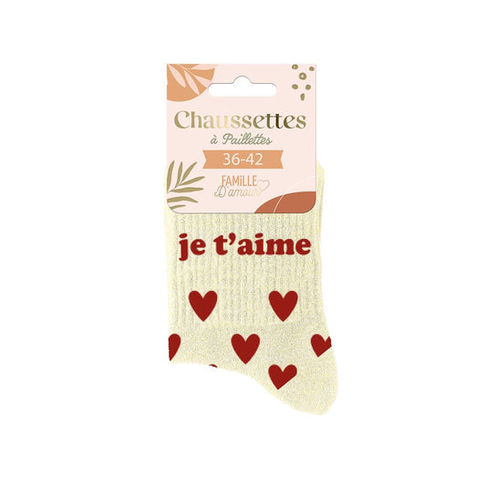 Chaussettes Ă  paillettes: Je t'aime