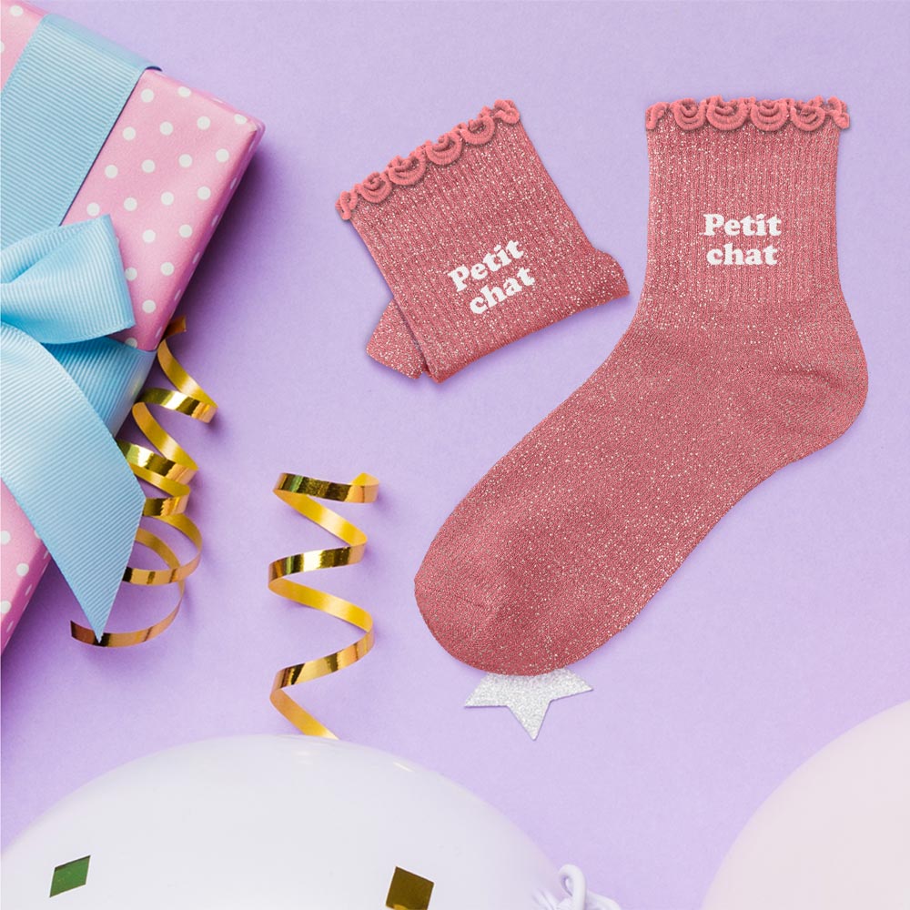 Chaussettes à paillettes enfants: Petit chat