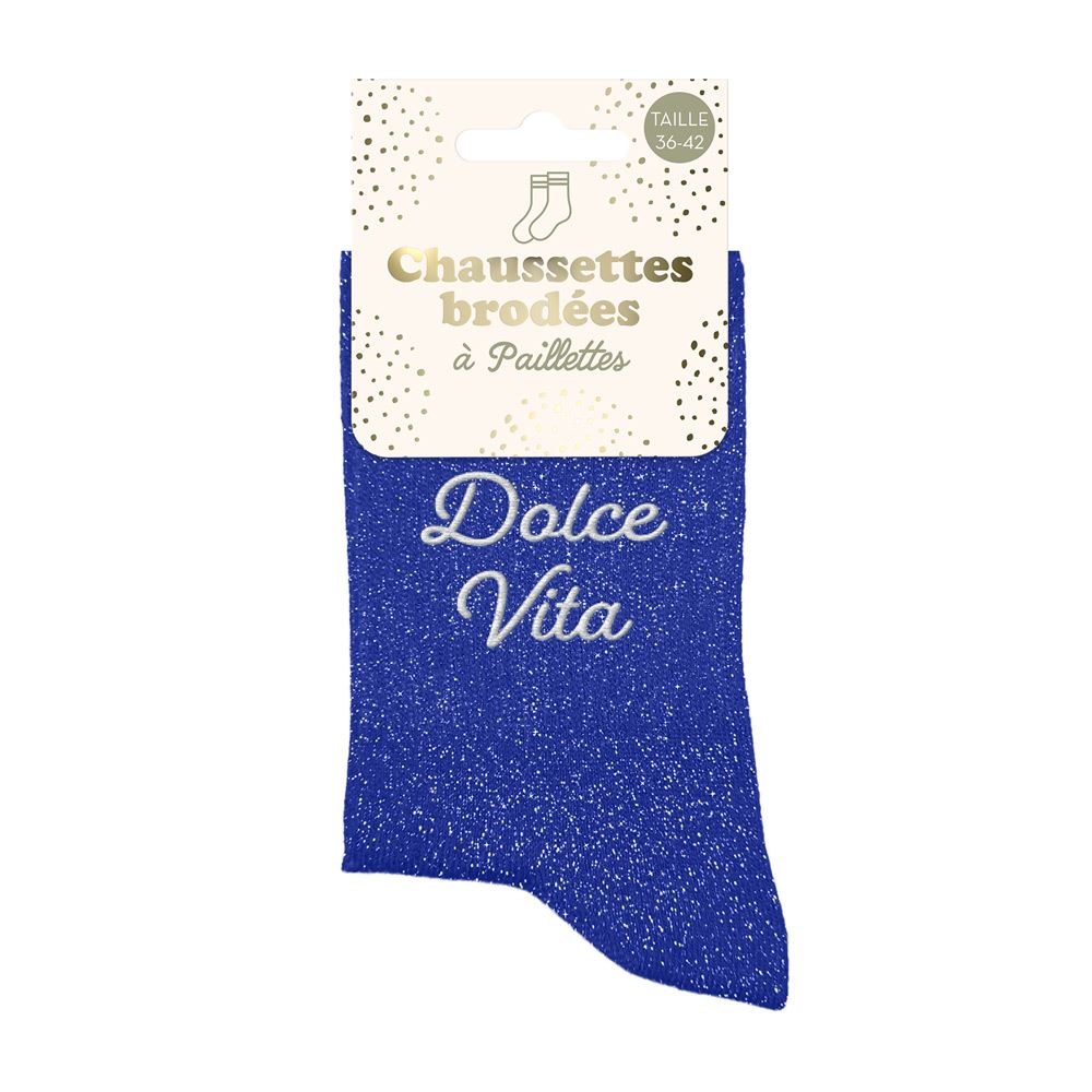 Chaussettes à paillettes brodées: Dolce Vita