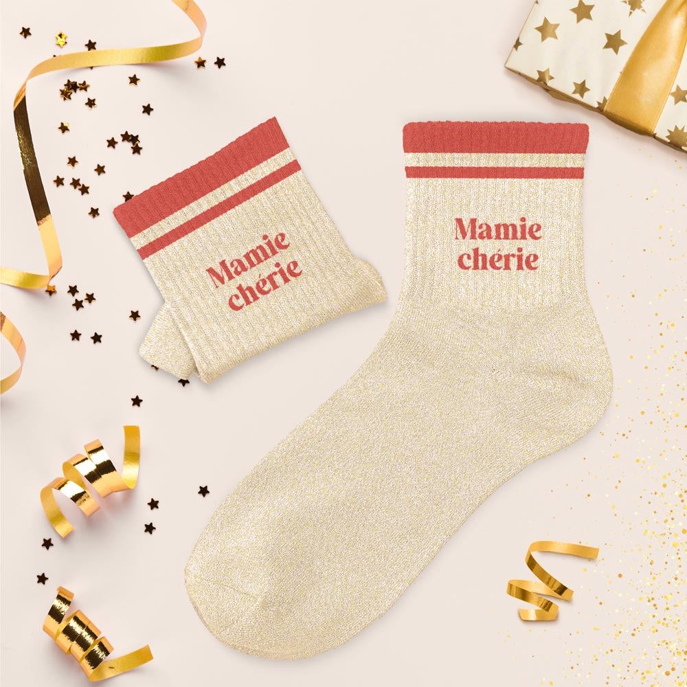 Chaussettes à paillettes: Mamie chérie