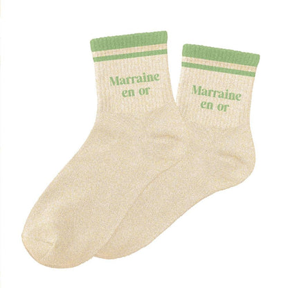 Chaussettes à paillettes: Marraine en or