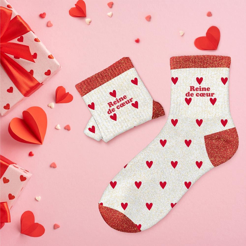 Chaussettes à paillettes: Reine de coeur