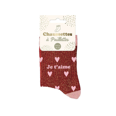 Chaussettes à paillettes: Je t'aime