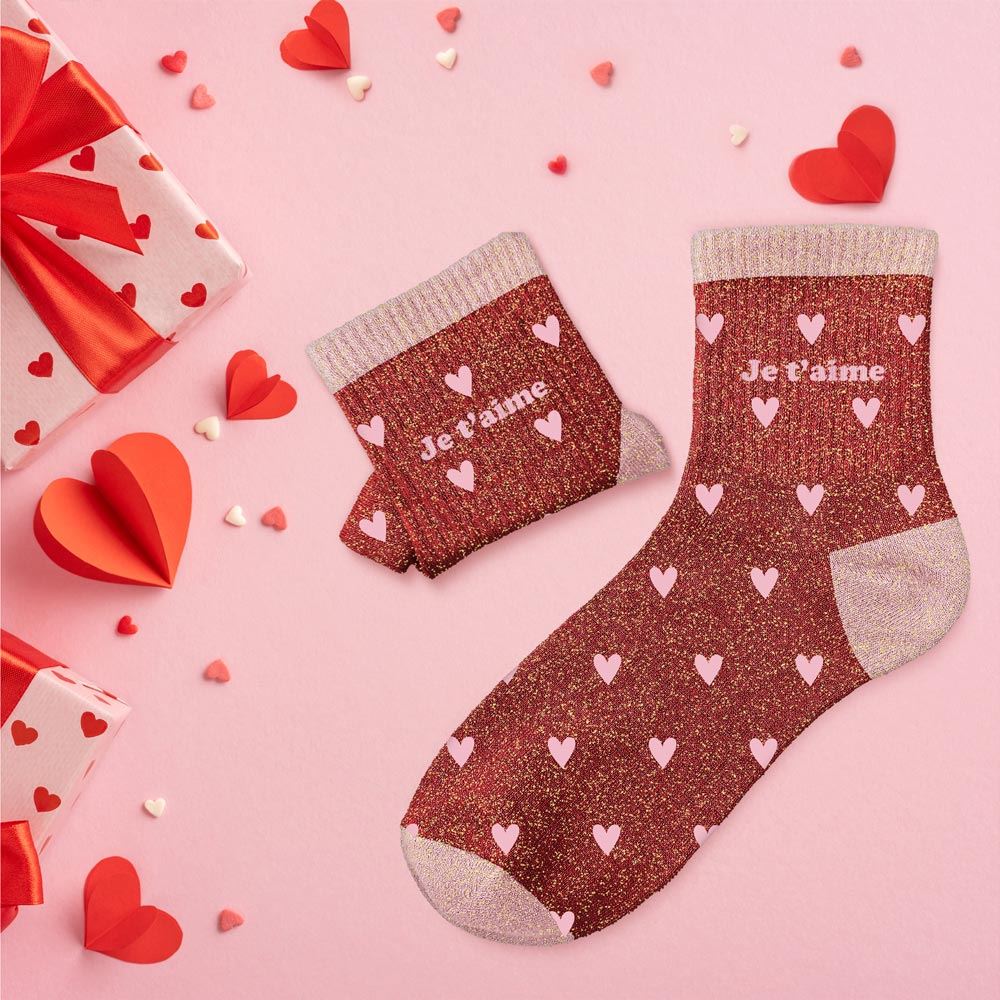 Chaussettes à paillettes: Je t'aime