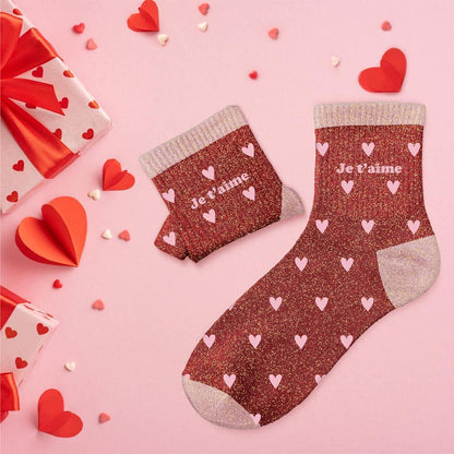 Chaussettes à paillettes: Je t'aime