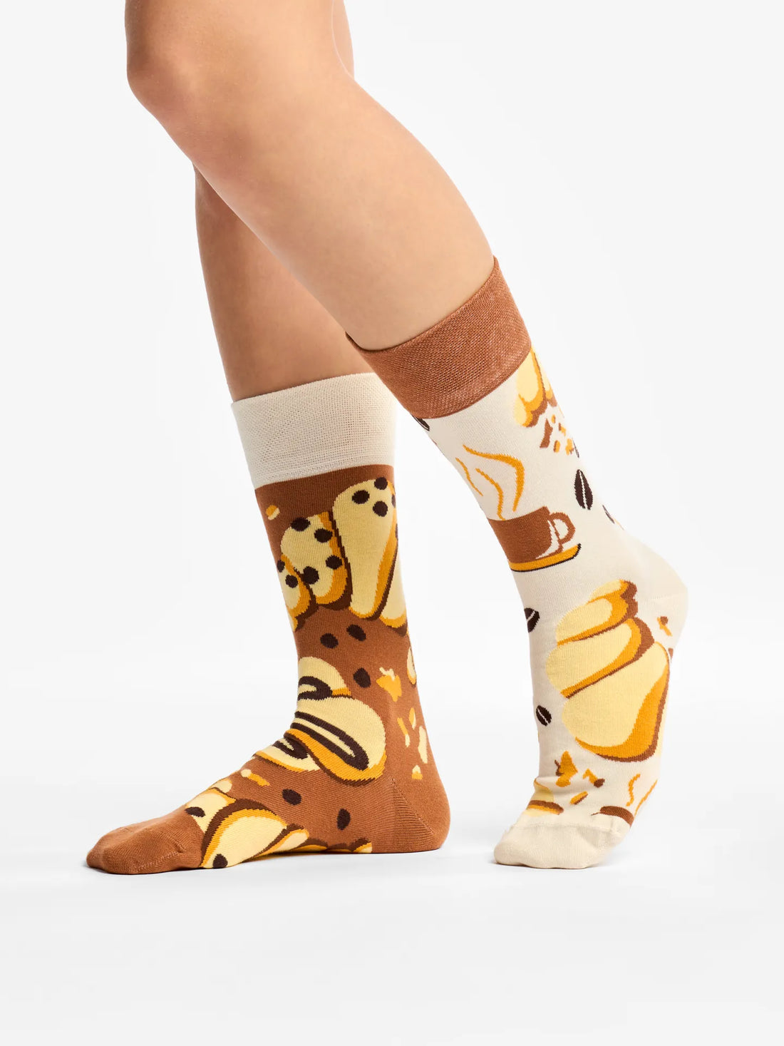 Chaussettes à motifs: Croissant et café