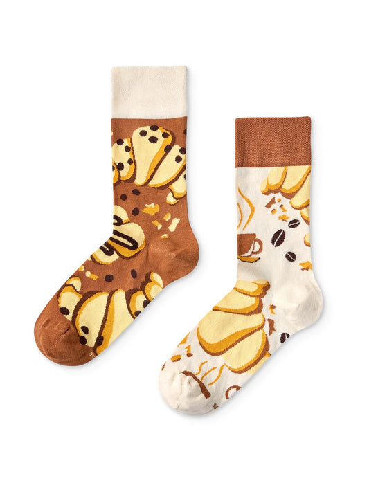 Chaussettes à motifs: Croissant et café