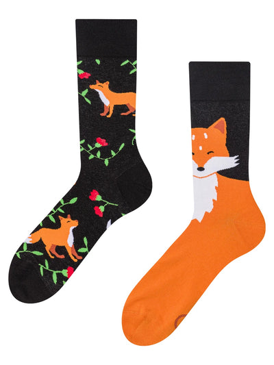Chaussettes à motifs: Renard et fleurs