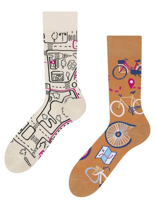 Chaussettes à motifs: Vélo dans la ville