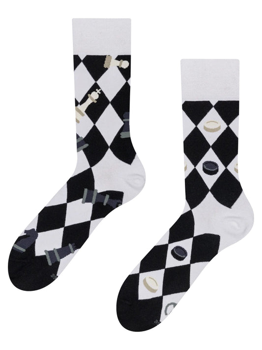Chaussettes à motifs: Echecs et dames