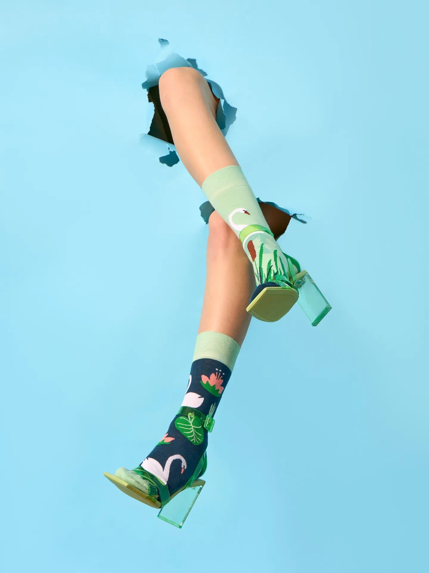 Chaussettes à motifs: Cygne et nénuphar