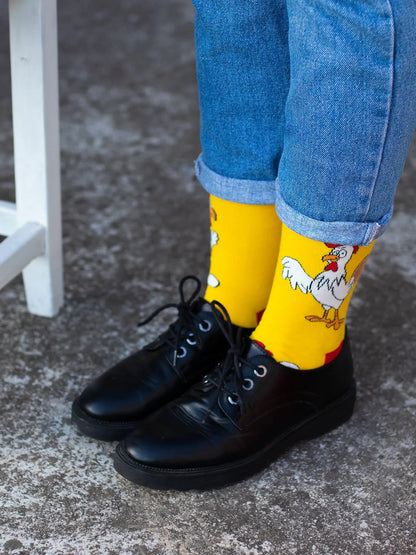 Chaussettes à motifs: L'oeuf et la poule