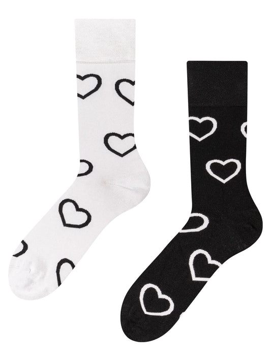 Chaussettes bambou: Coeurs noir et blanc