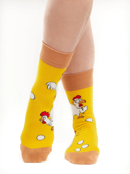 Chaussettes à motifs: L'oeuf et la poule