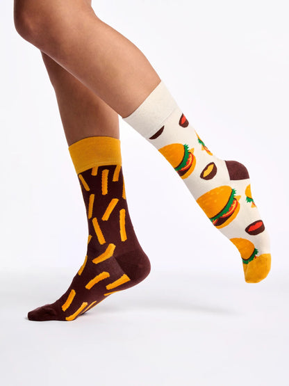 Chaussettes à motifs: Le burger frites