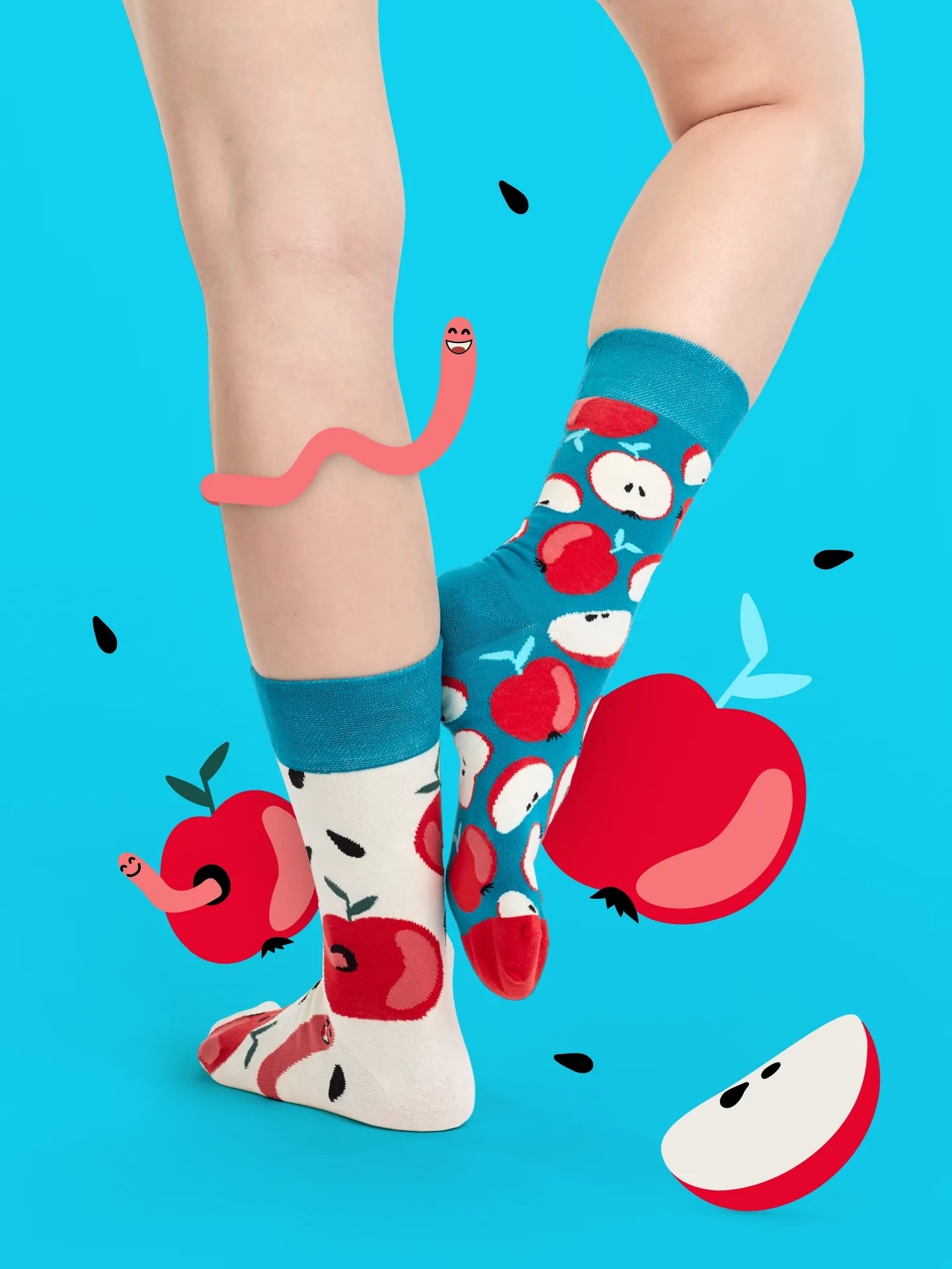 Chaussettes à motifs: Pommes rouges