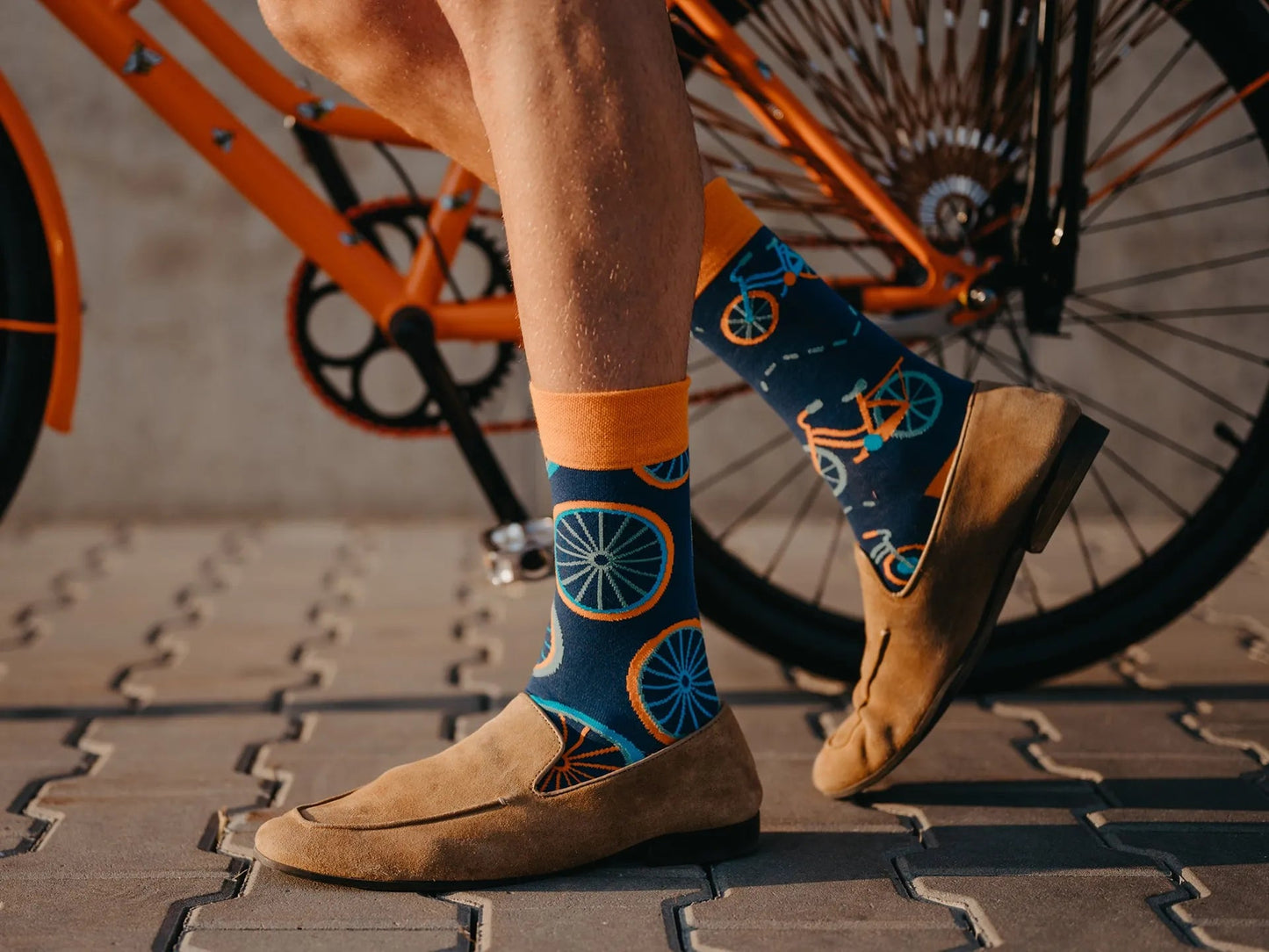 Chaussettes à motifs: La bicyclette orange