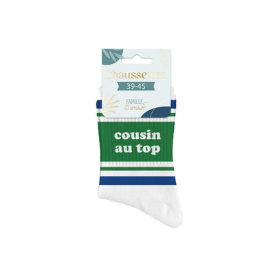 Chaussettes humoristiques: Cousin au top