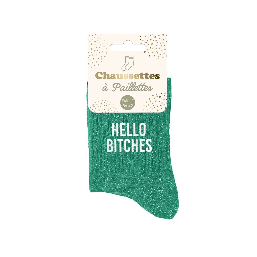 Chaussettes à paillettes: Hello bitches
