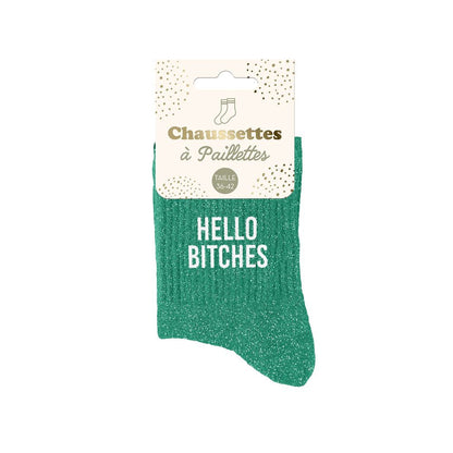 Chaussettes à paillettes: Hello bitches