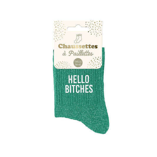 Chaussettes à paillettes: Hello bitches