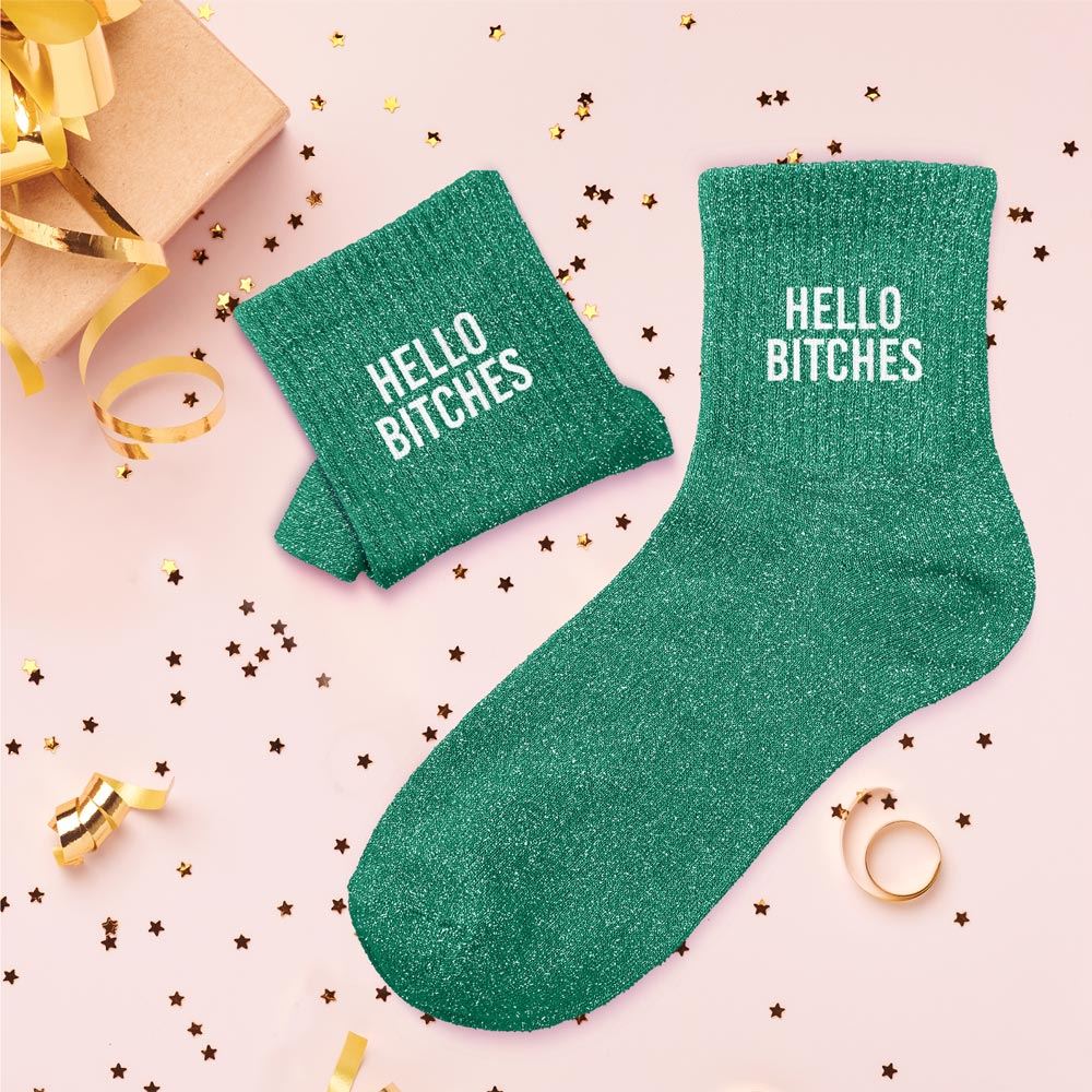 Chaussettes à paillettes: Hello bitches