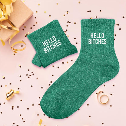 Chaussettes à paillettes: Hello bitches