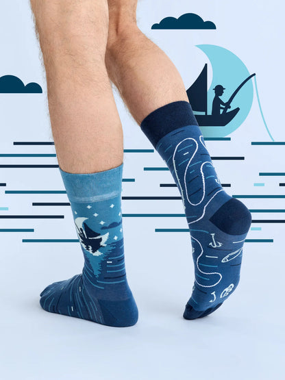Chaussettes à motifs: Pêcheur de nuit