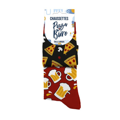 Chaussettes humoristiques: Pizza-Bière