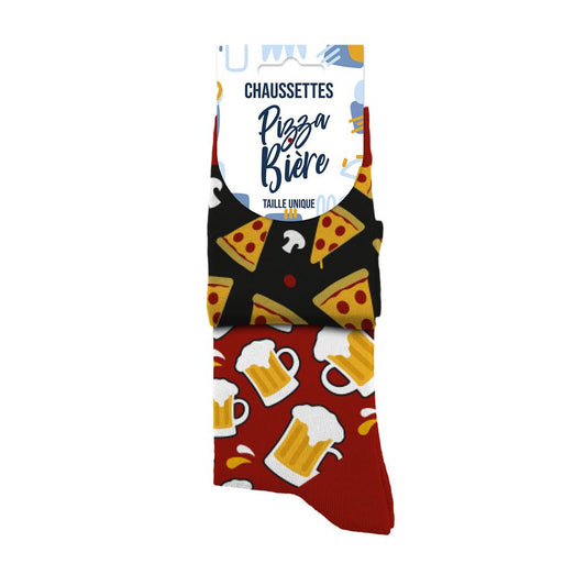 Chaussettes humoristiques: Pizza-Bière