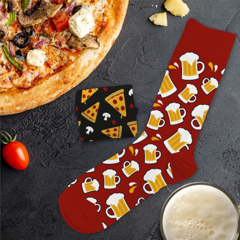 Chaussettes humoristiques: Pizza-Bière
