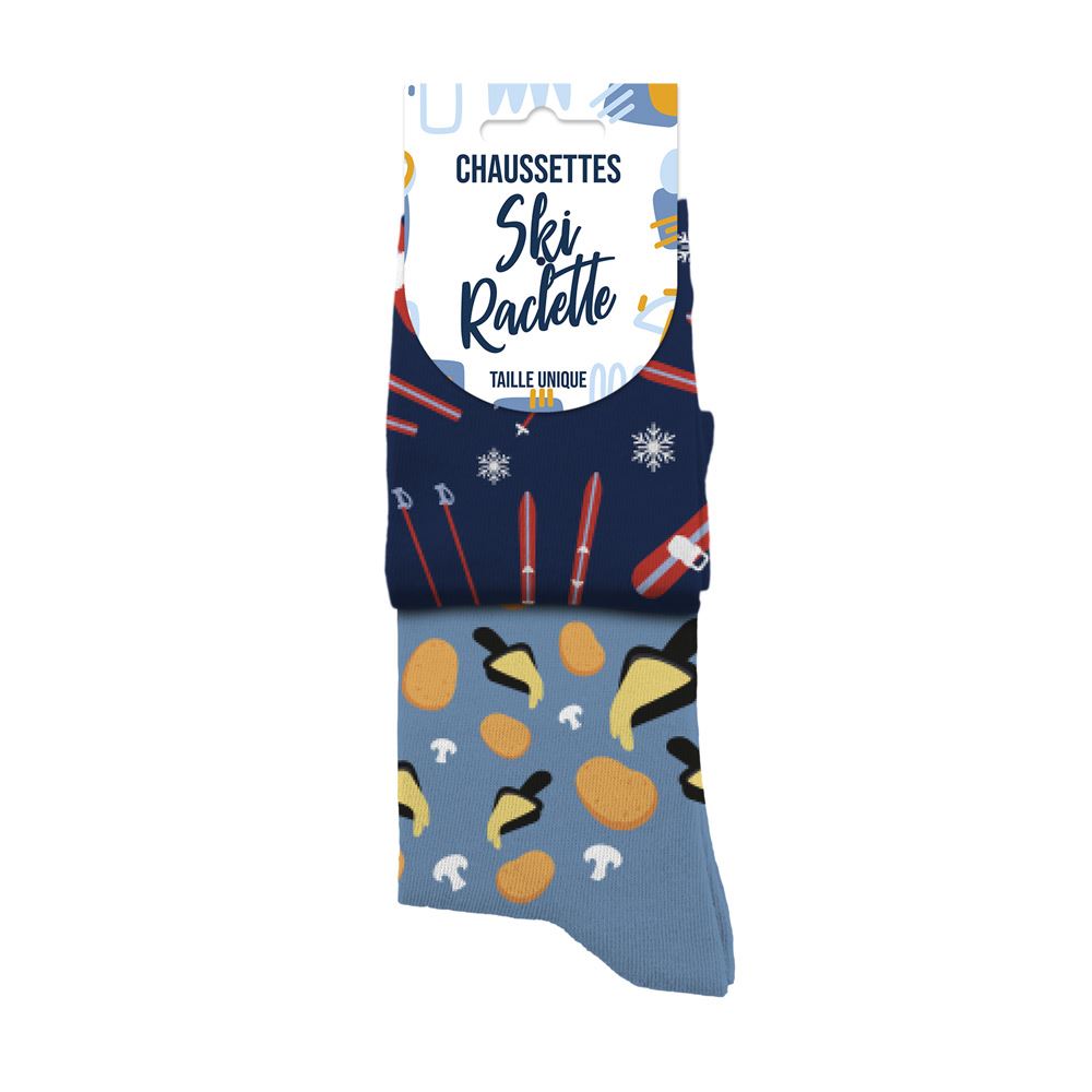 Chaussettes humoristiques: Ski-Raclette