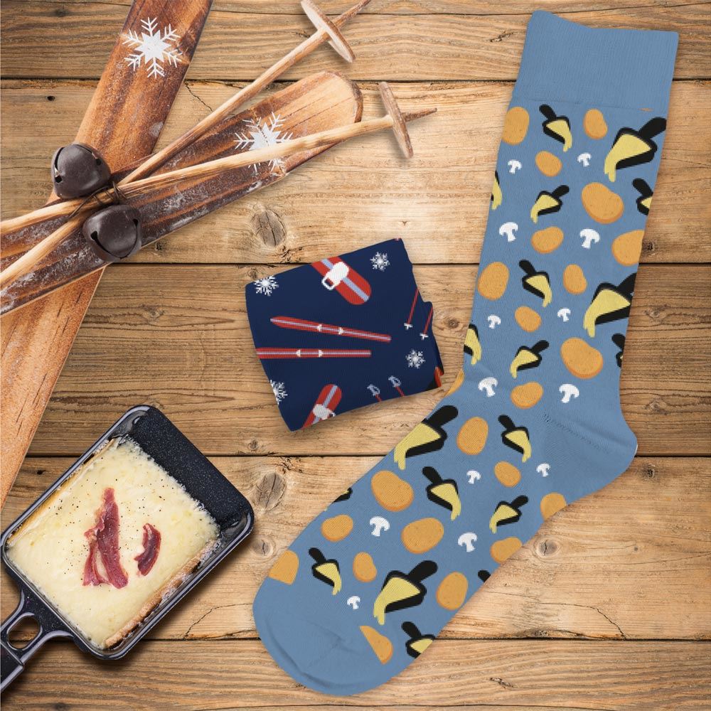 Chaussettes humoristiques: Ski-Raclette