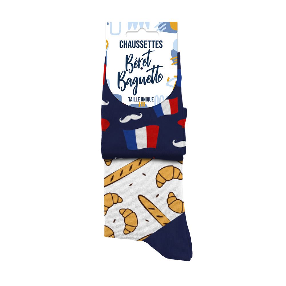 Chaussettes humoristiques: Béret/baguette