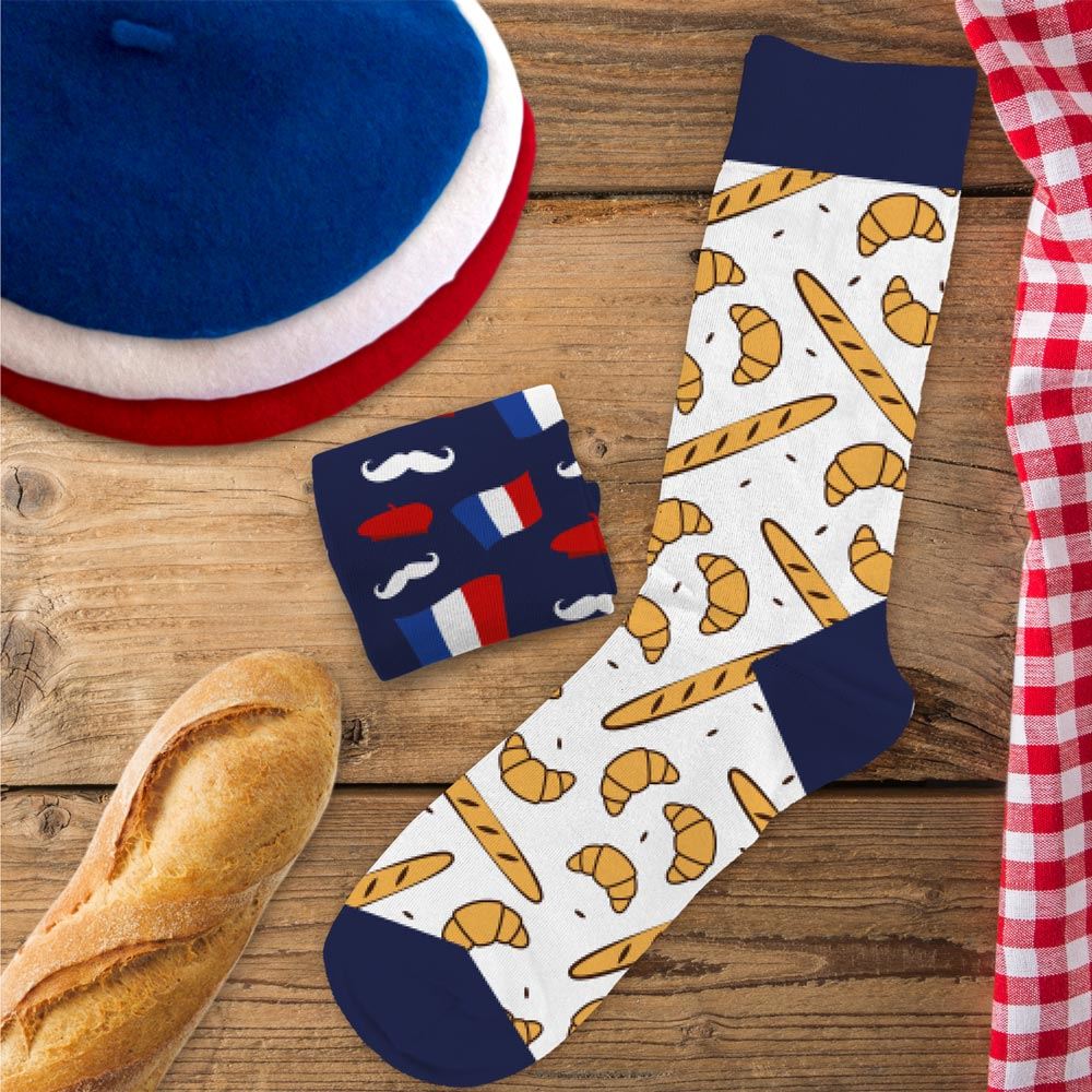 Chaussettes humoristiques: Béret/baguette
