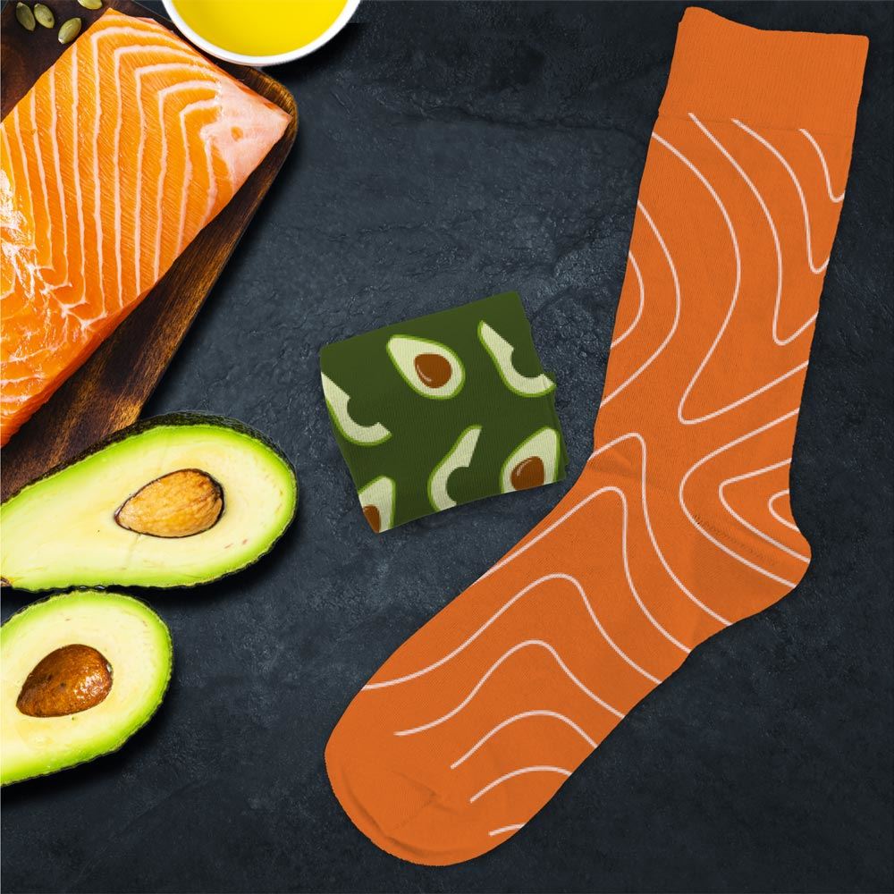 Chaussettes humoristiques: Avocat-Saumon