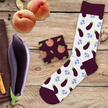Chaussettes humoristiques: Pêche-Aubergine