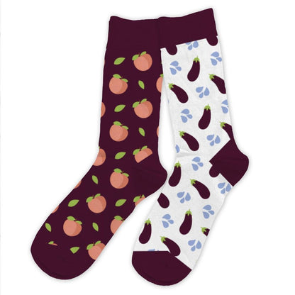 Chaussettes humoristiques: Pêche-Aubergine