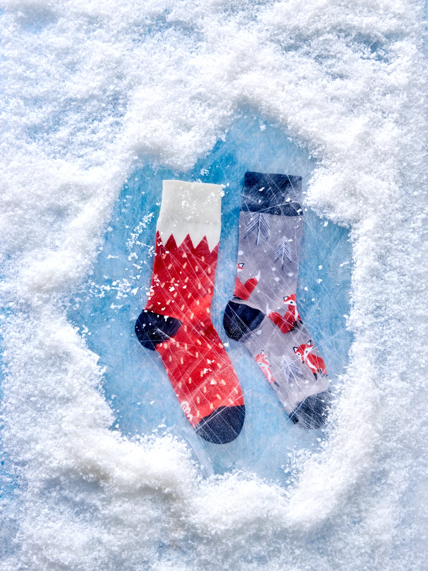 Chaussettes à motifs: Renard sous la neige
