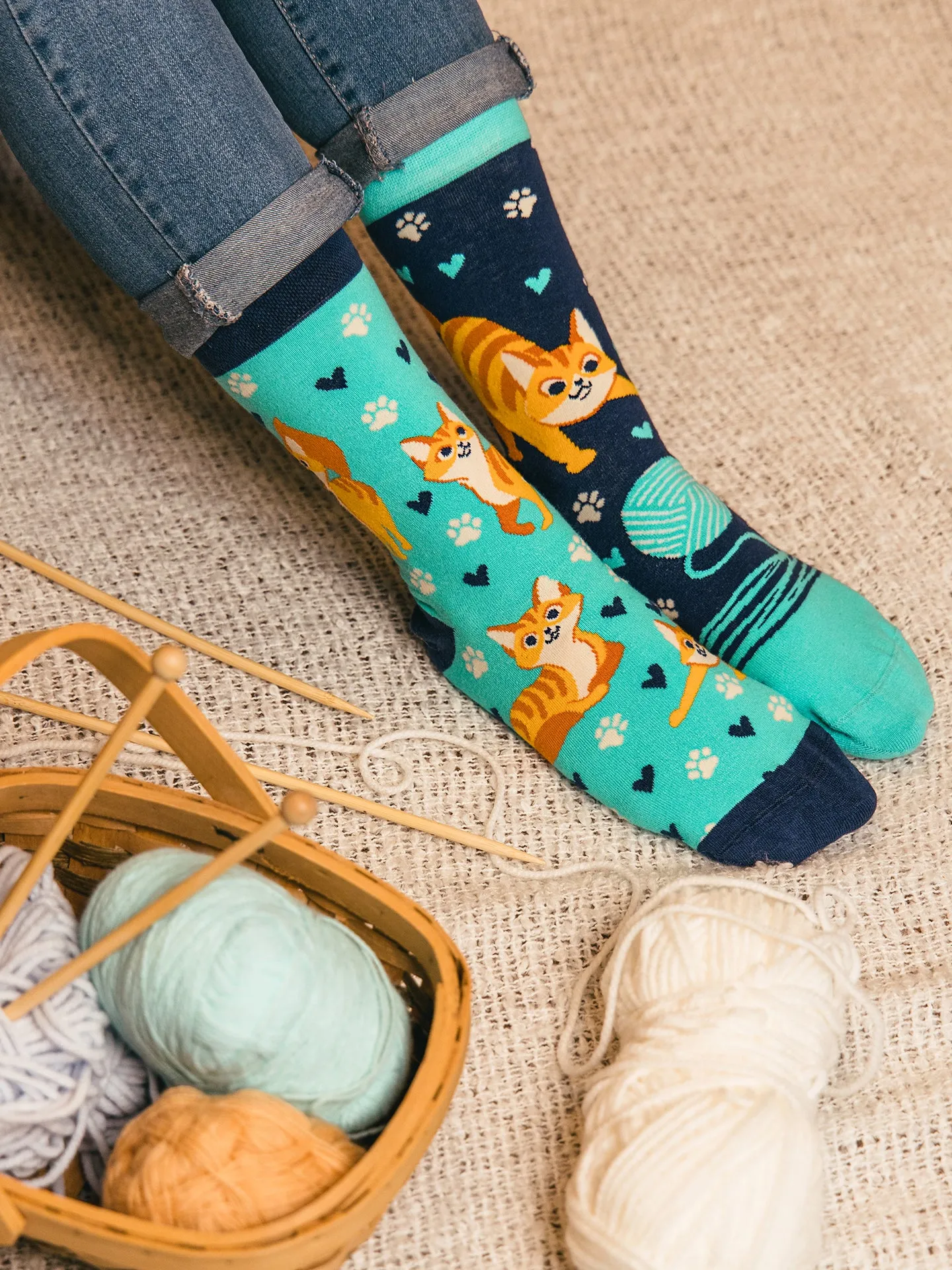 Chaussettes à motifs: Chat joueur