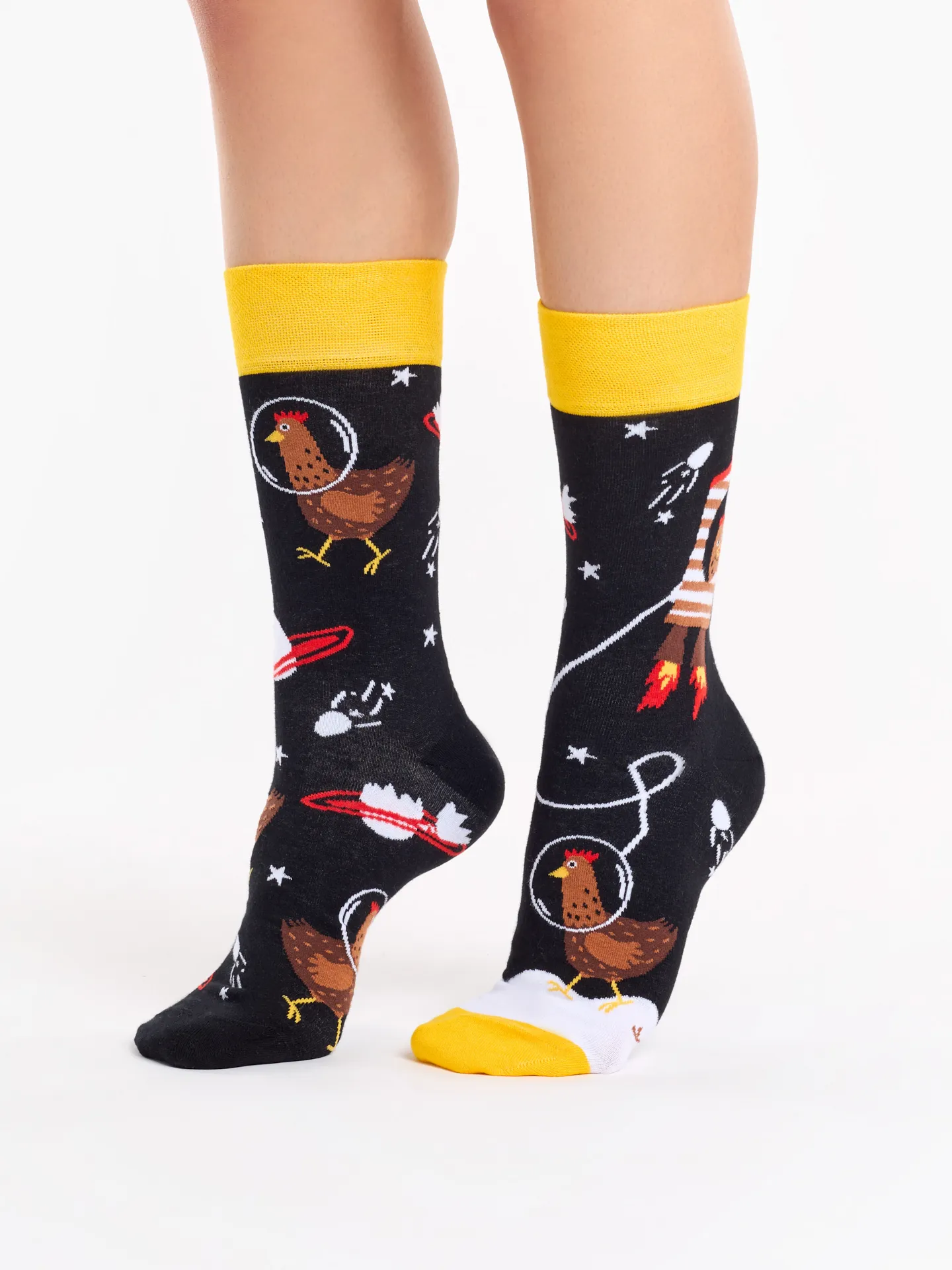 Chaussettes à motifs: Poule astronaute