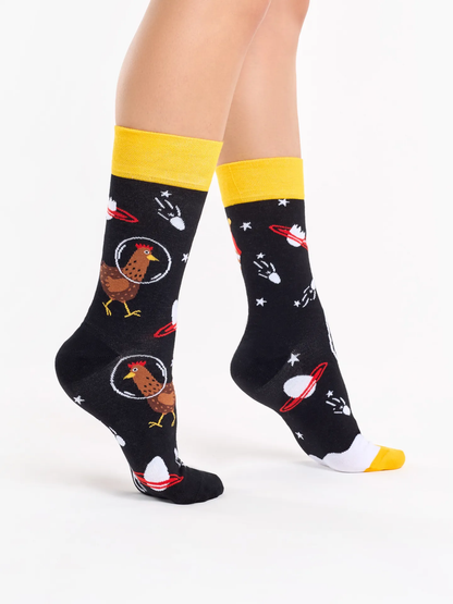 Chaussettes à motifs: Poule astronaute