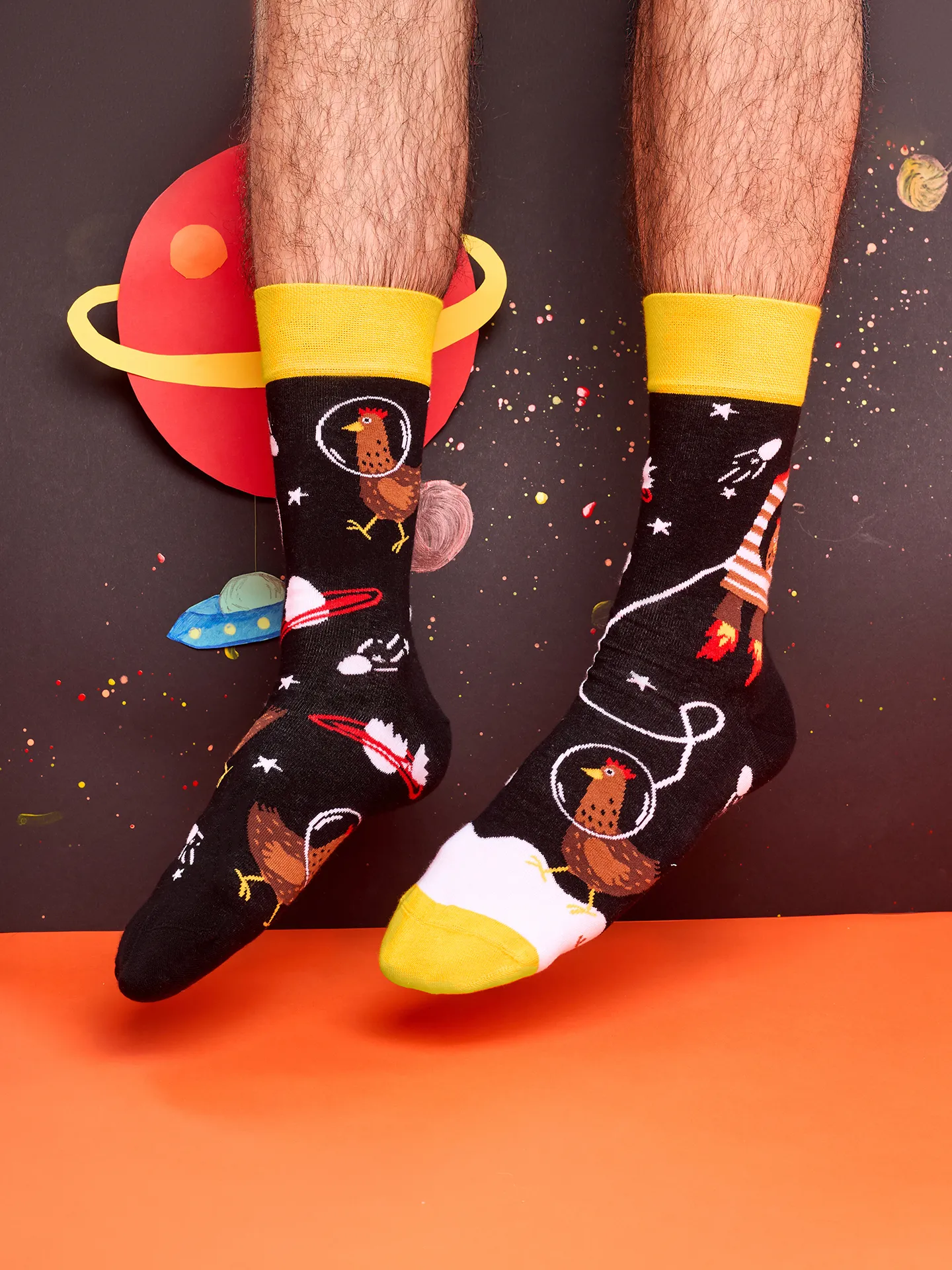 Chaussettes à motifs: Poule astronaute