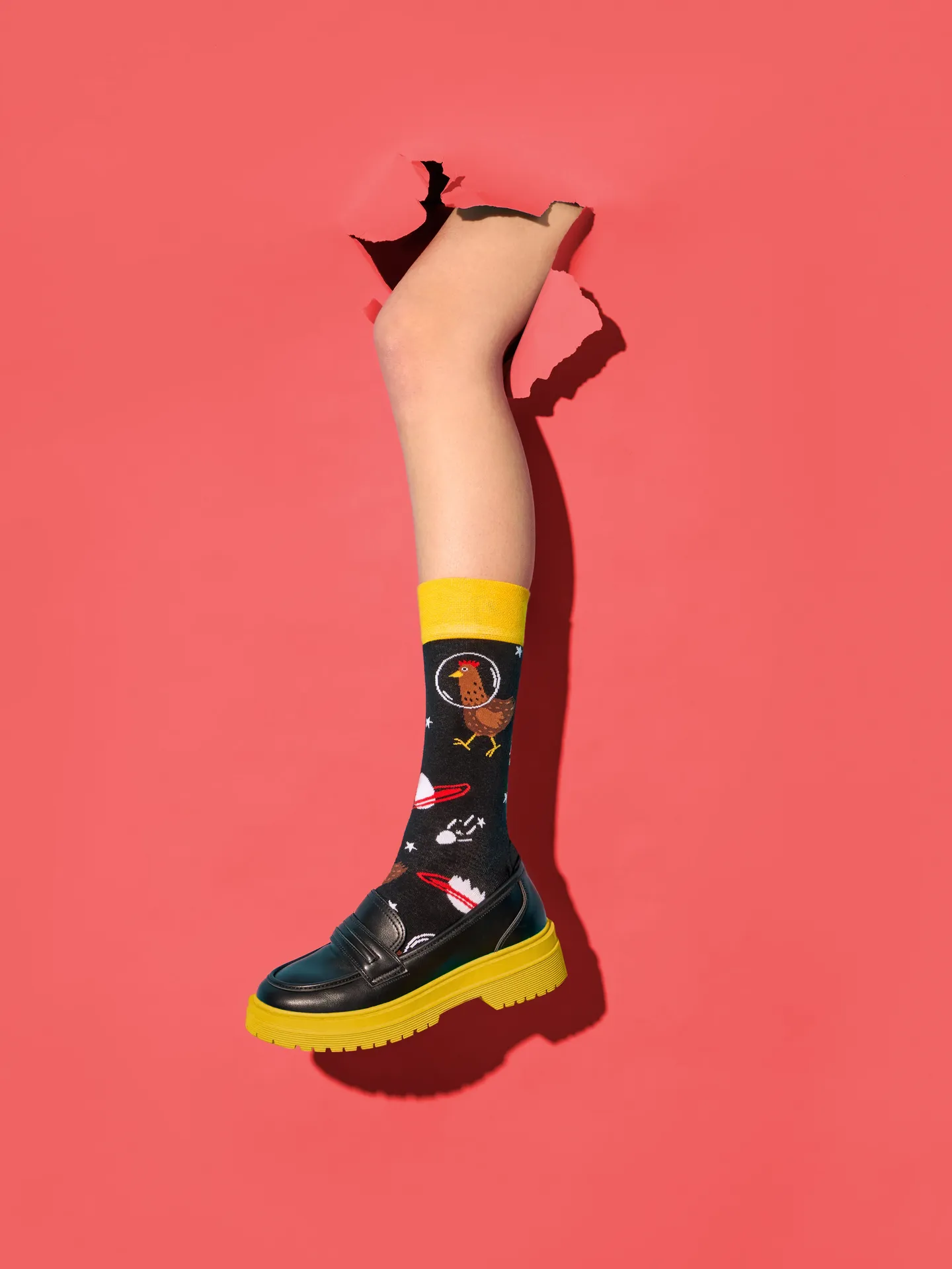 Chaussettes à motifs: Poule astronaute