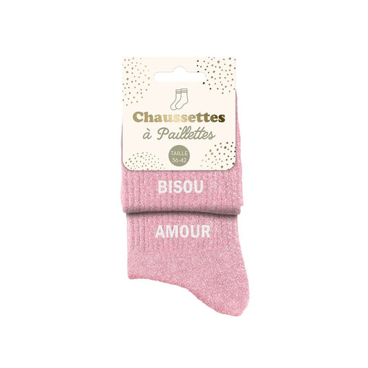 Chaussettes à paillettes: Bisou-Amour