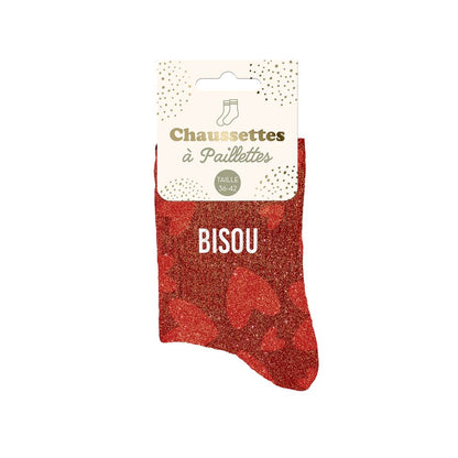 Chaussettes à paillettes: Bisou