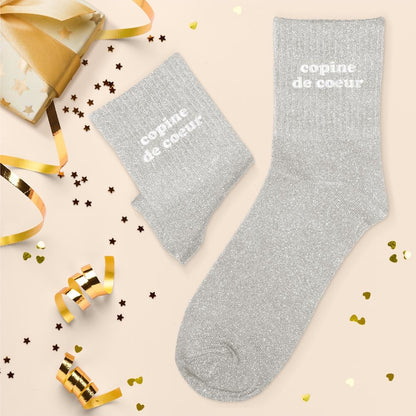 Chaussettes à paillettes: Copine de coeur